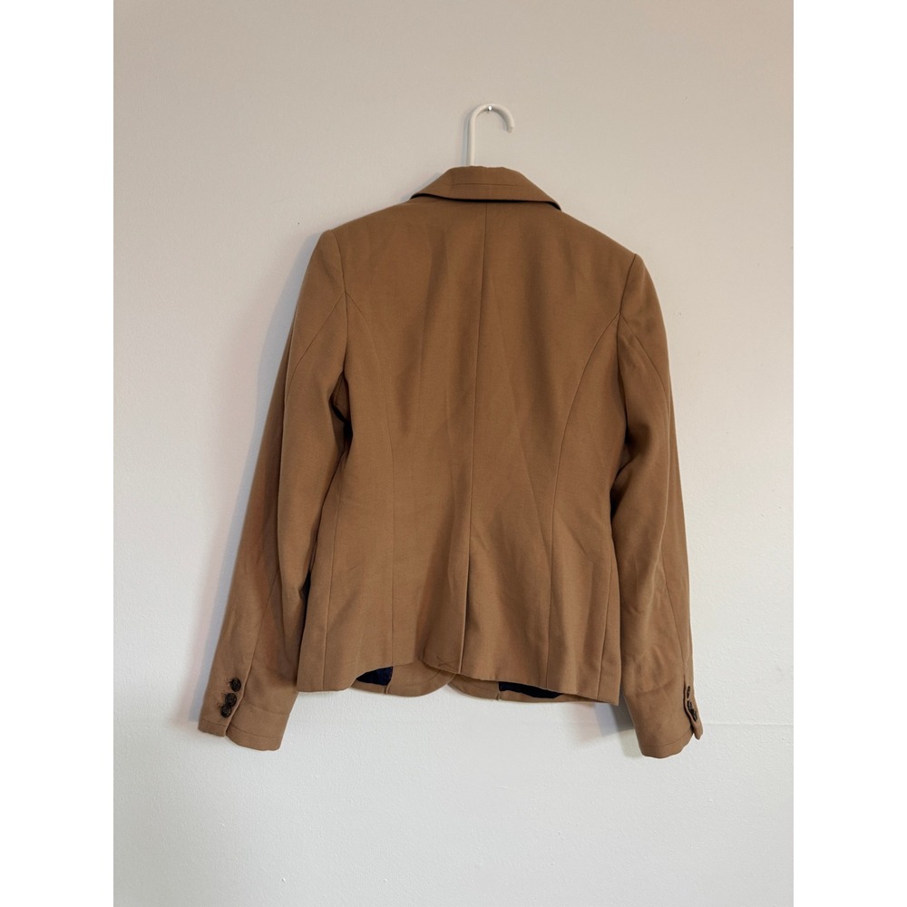 Classic Camel Blazer Old Money Preppy Office Chic Wool Blend Size 2 - Picture 5 of 7